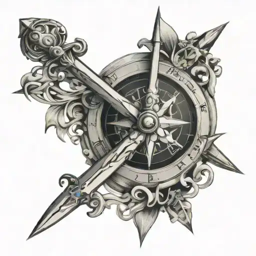 Compass Knight Swords With Roman Numeral 16