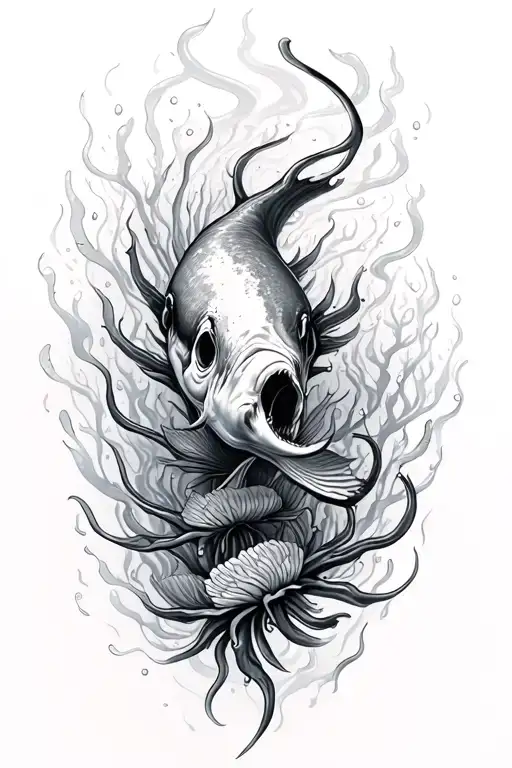 Underwater Realistic Black And Grey