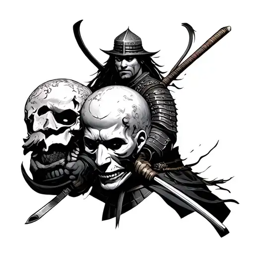 Samurai Carrying Holding Decapitate Head