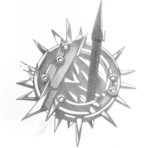 Spiked Flail Weapon With Broken Chain