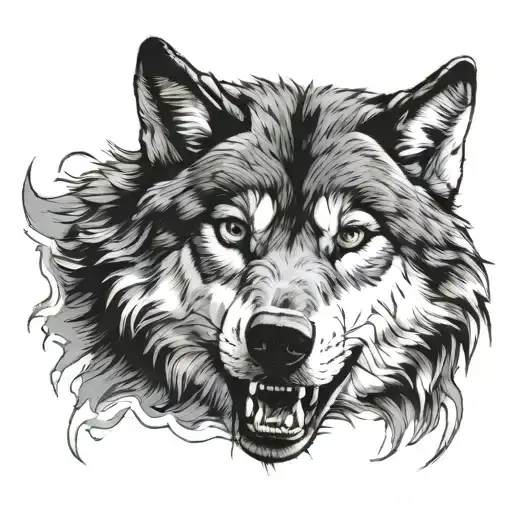 Wolf Open Mouth Sideways