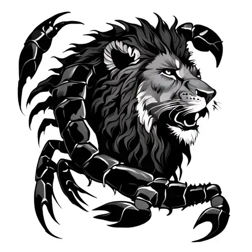 Lion And A Scorpion Intertwined