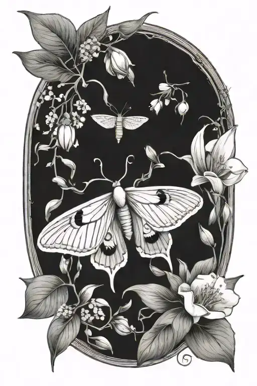 Luna Moth Surrounded By Lily Of The Valley