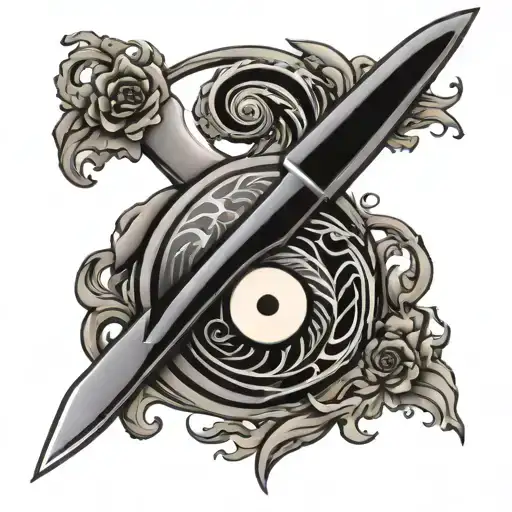 Knife Impaling Yin Yang Symbol
