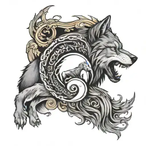 Yin Yang Wolf Howling