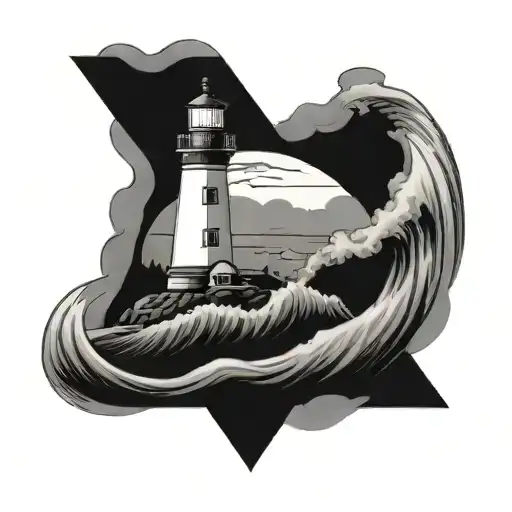 Minots Lighthouse Surrounded By Waves In A Triangle