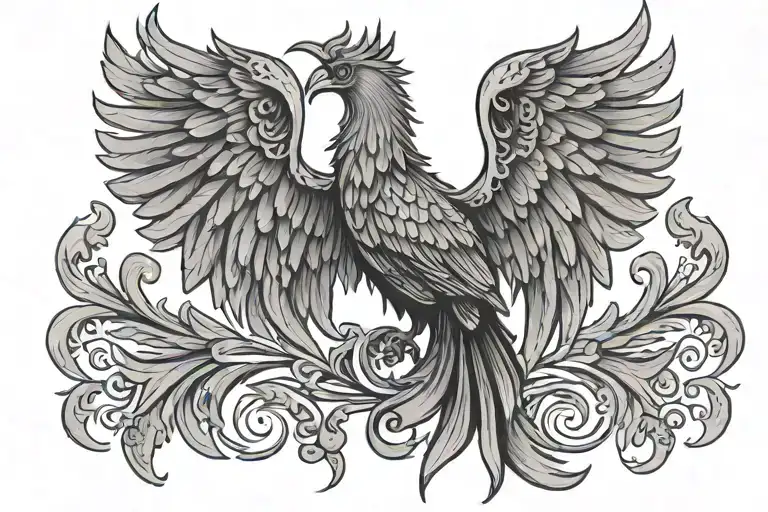 Phoenix Bird Wings With Phoenix Written Inside Representing The Client's
