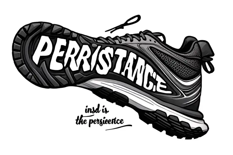 Persistence Running Shoe Sole With The Word Persistence Insde The Word Is In Handwriting Style