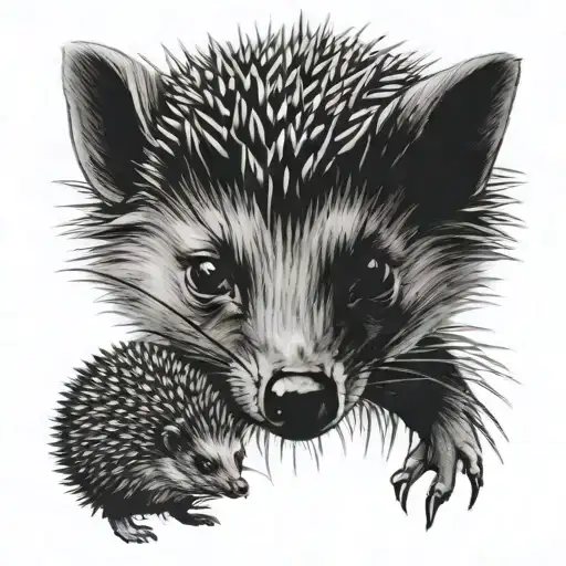 Hedgehog Looking At A Dog