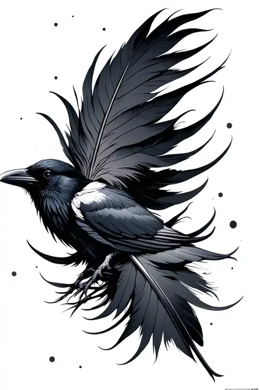 Crow Feathers Floating