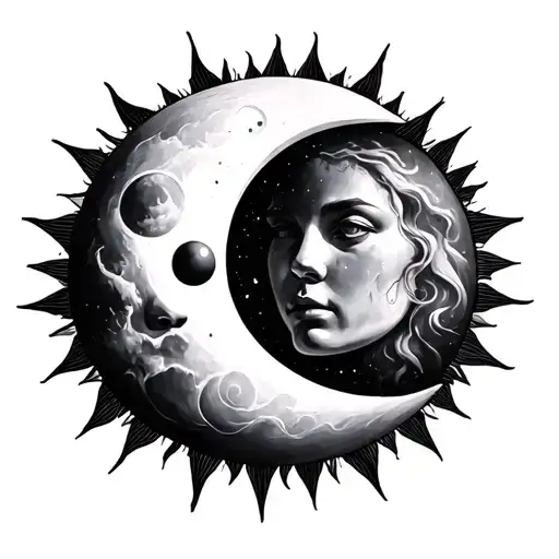 Sun And Moon Merging Together