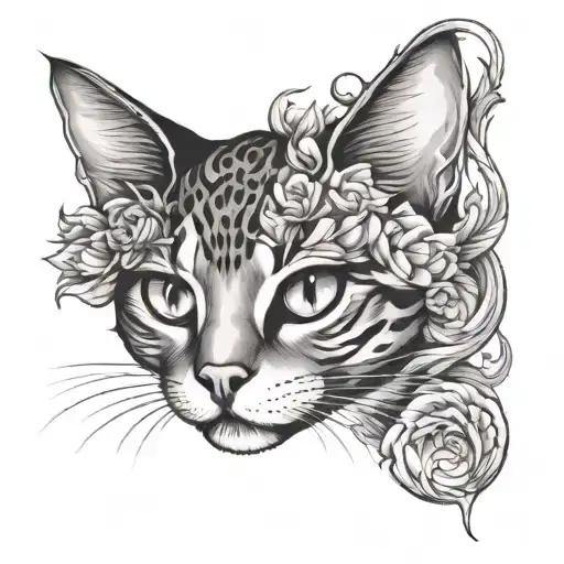 Please Create Me A Cat In The Style Of American Traditional