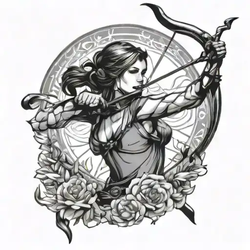 Empowering Female Sagitarious Female Archer Silhouette