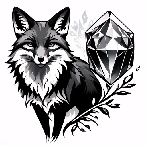Fox And Large Gem Stone
