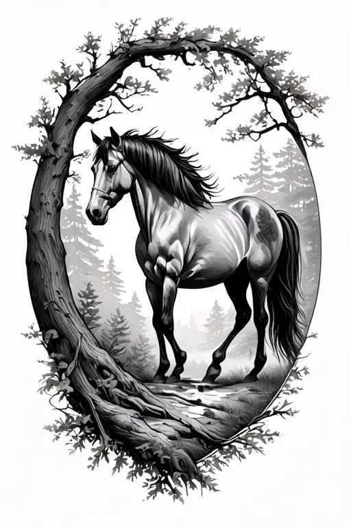 Horse And Trees
