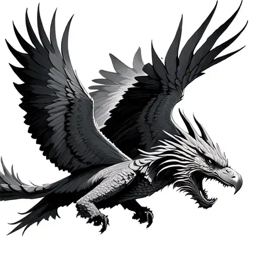 Dragon And Eagle Flying