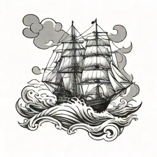 Ocean Boat Sailing Ship Navigating