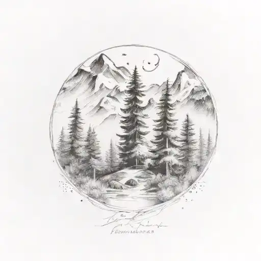 Forest And Mountain Scene Inside Dog Paw Print
