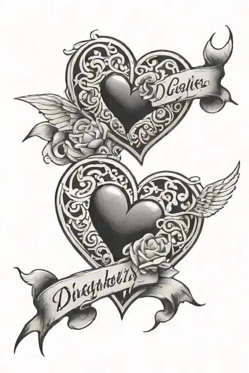 Name Of My 2 Daughters Love Heart