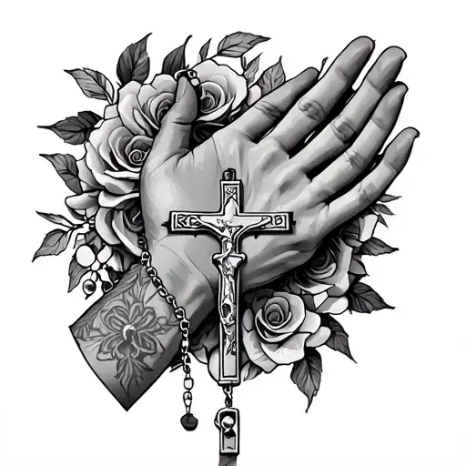 Rosary Around Hand To Arm