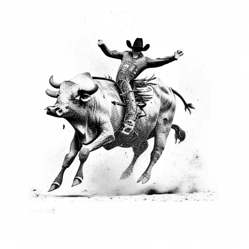 Bull Rodeo Kicking Up Dust