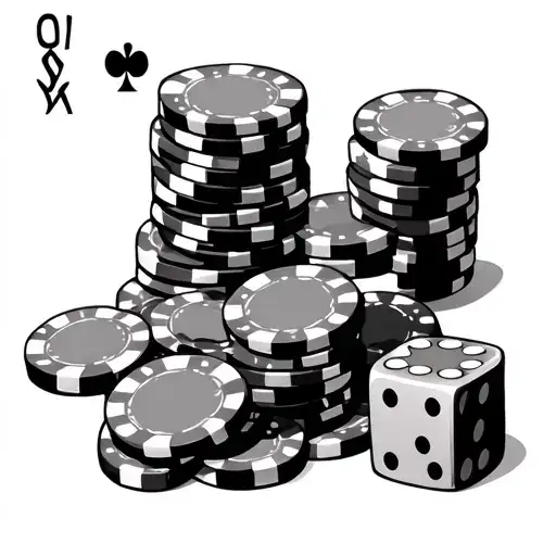 Poker Chips And Dice Symbolizing The Gamble