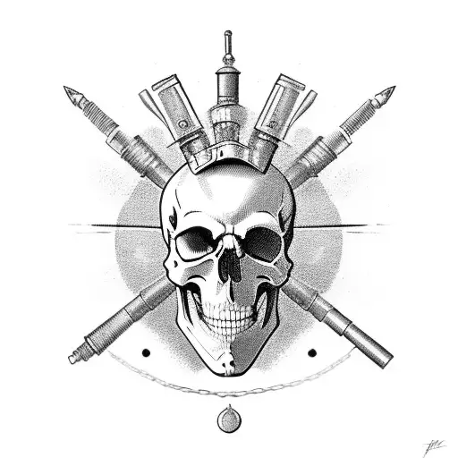 Death Skull In A Hood Carries Artillery Round 155Mm