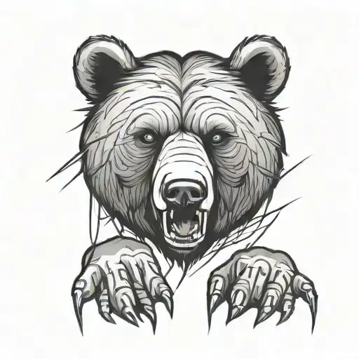 Aggressive Paw Bear With Scratches