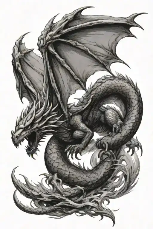 A Dragon Flying Medevil