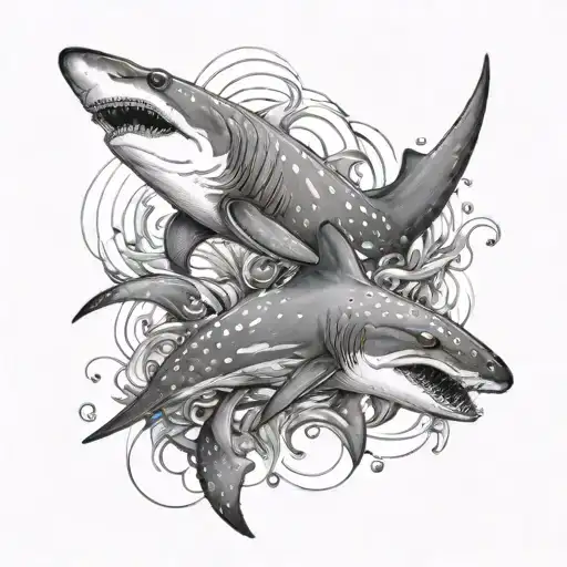 A Hammerhead Shark And A Whale Shark On My Knee