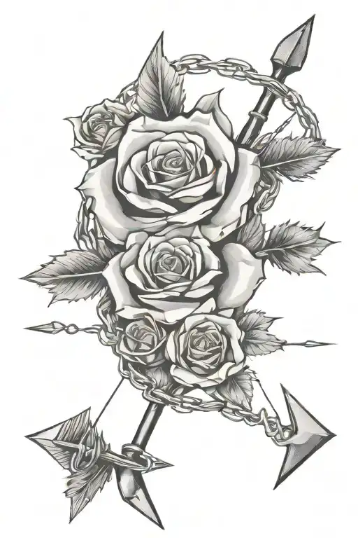 Arrow And Barbed Wire With Roses