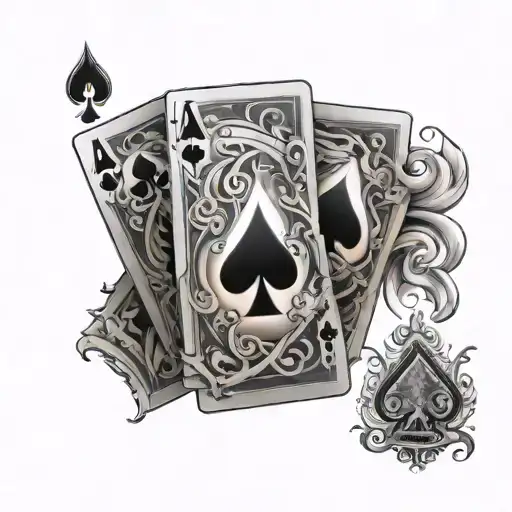 4 Aces Card With Fire