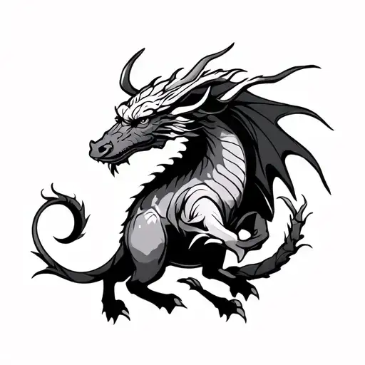 Simple Fine Line Small Ox And Dragon Zodiac Sign