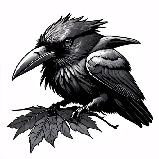 Small Raven Tattoo Design For Hand