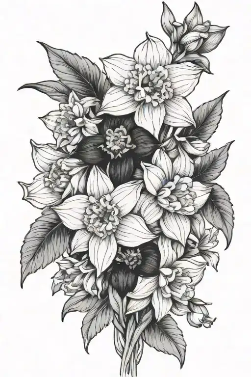 Daffodil Rose Delphinium Delphinium Aster Narcissus Narcissus Bouquet Family