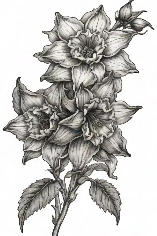 Daffodil Rose Delphinium Delphinium Aster Narcissus Narcissus Bouquet