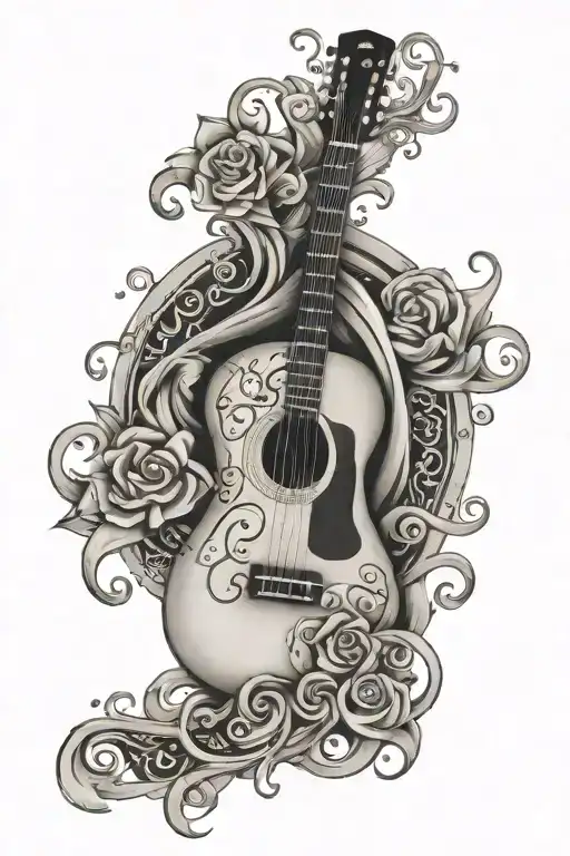 Guitar And Triskel Symbol Following The Loss Of A Loved One
