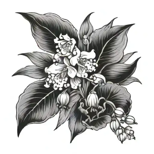 Sprig Of Lily Of The Valley Orchid And Peony