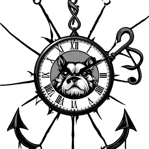 Trebble Clef Angry Dog Clock Ligtning Anchor