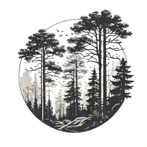 Forest Looking Up From Ground