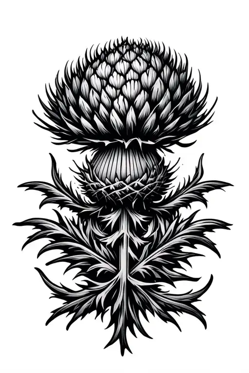 Abstract Scottish Thistle Badge Etched