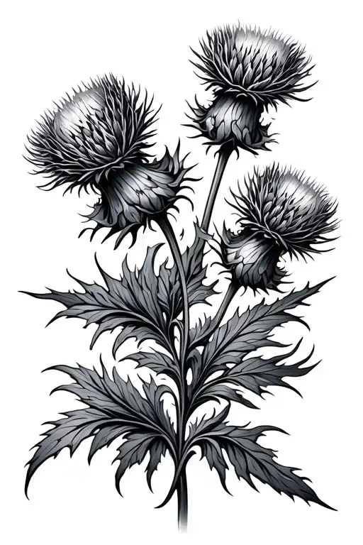Abstract Scottish Thistle Flowers