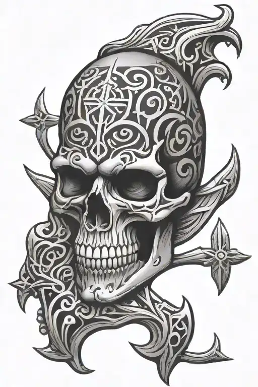 Skull Nordic Runes