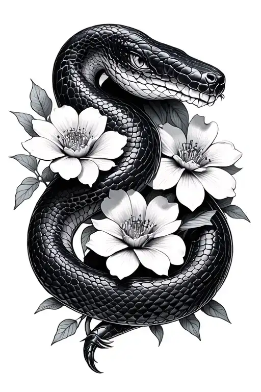 Snake In Flowers