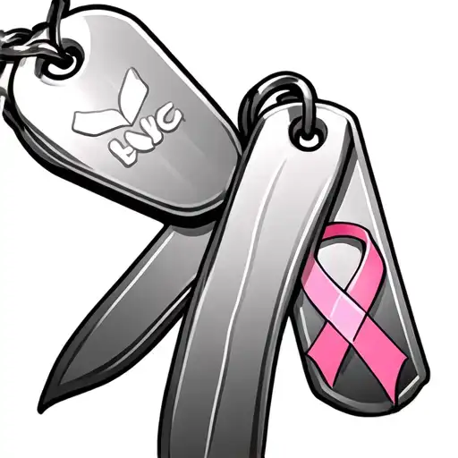 Breast Cancer Ribbon And Army Dog Tags