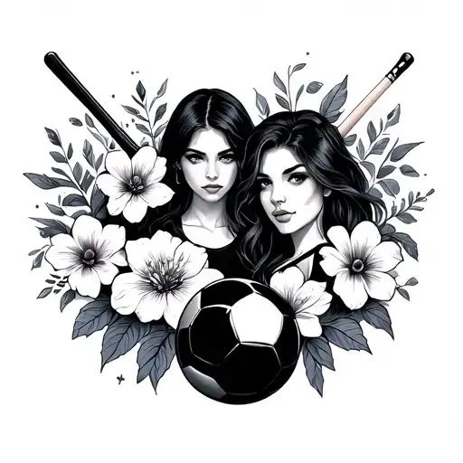 Women Billiards Love Soccer Strength Flowers