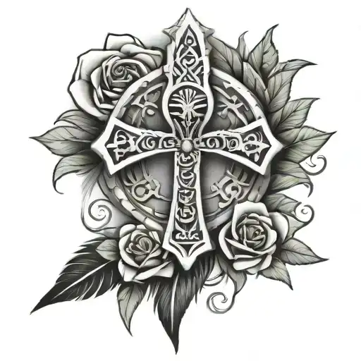 Ankh Bed Of Roses Feathers And Eye