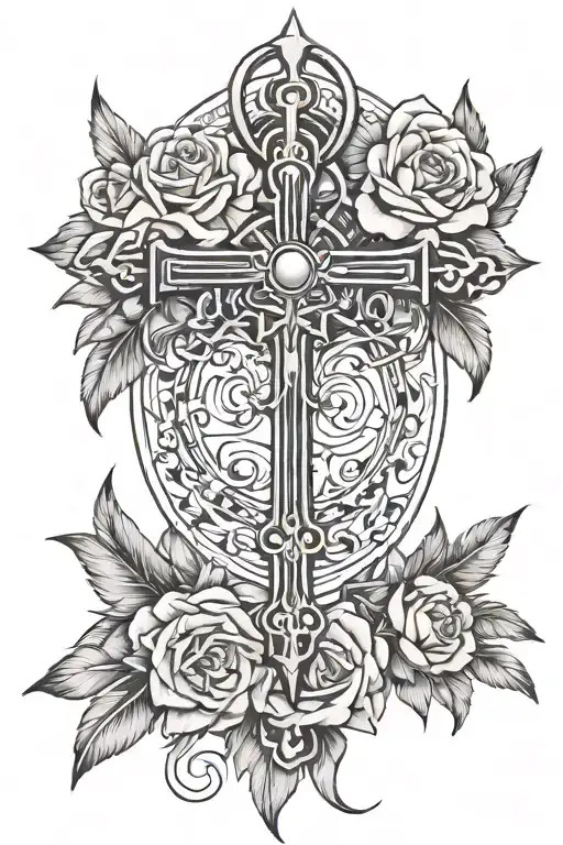 Ankh Bed Of Roses Feathers And Eye