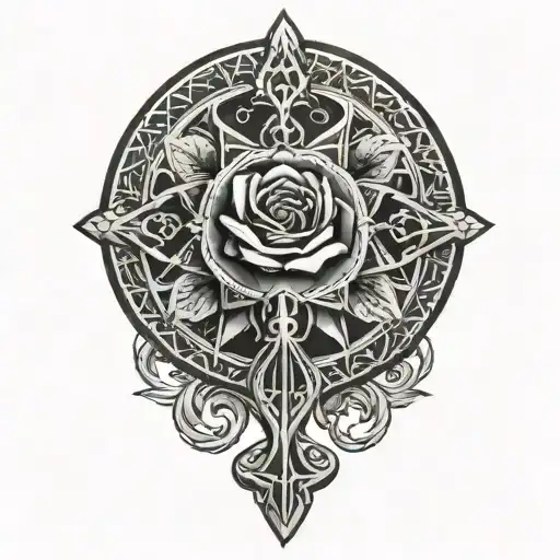 Black Rose Ankh Eye Feathers