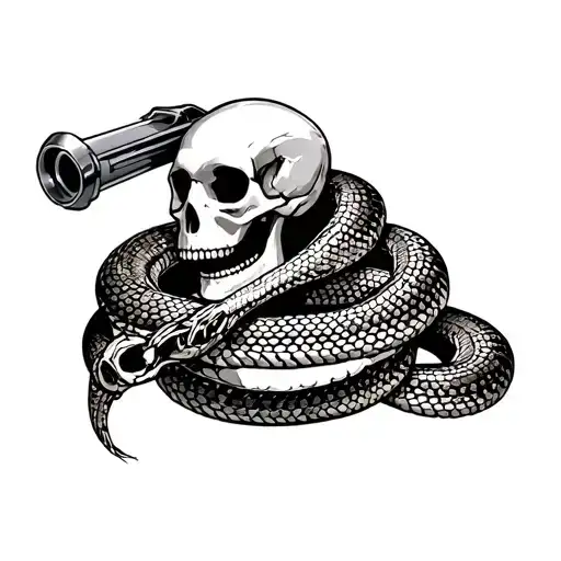 Piston And Snake Skeleton Wraped Aroud